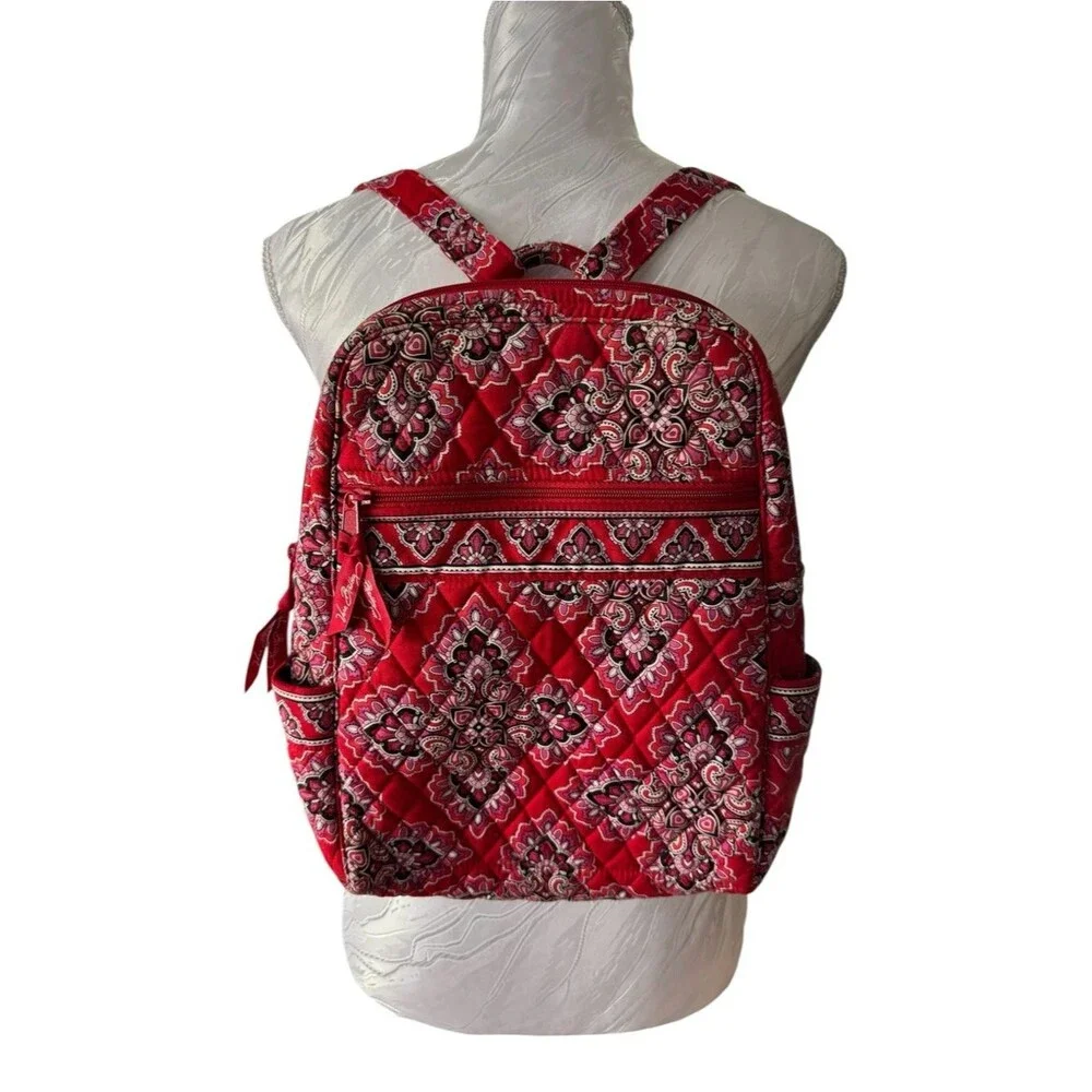 Vera Bradley Red Quilted Floral Paisley Backpack